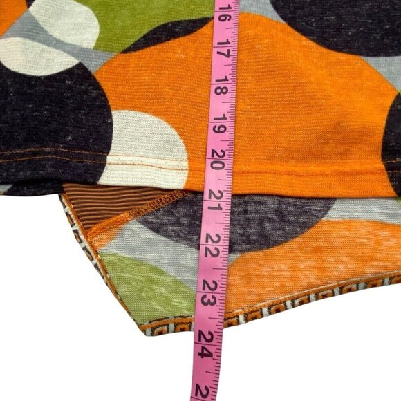 Anac by Kimi Women Top Size M Orange 3/4 Sleeves 60s Art to Wear Circles 2-29 - Picture 8 of 10